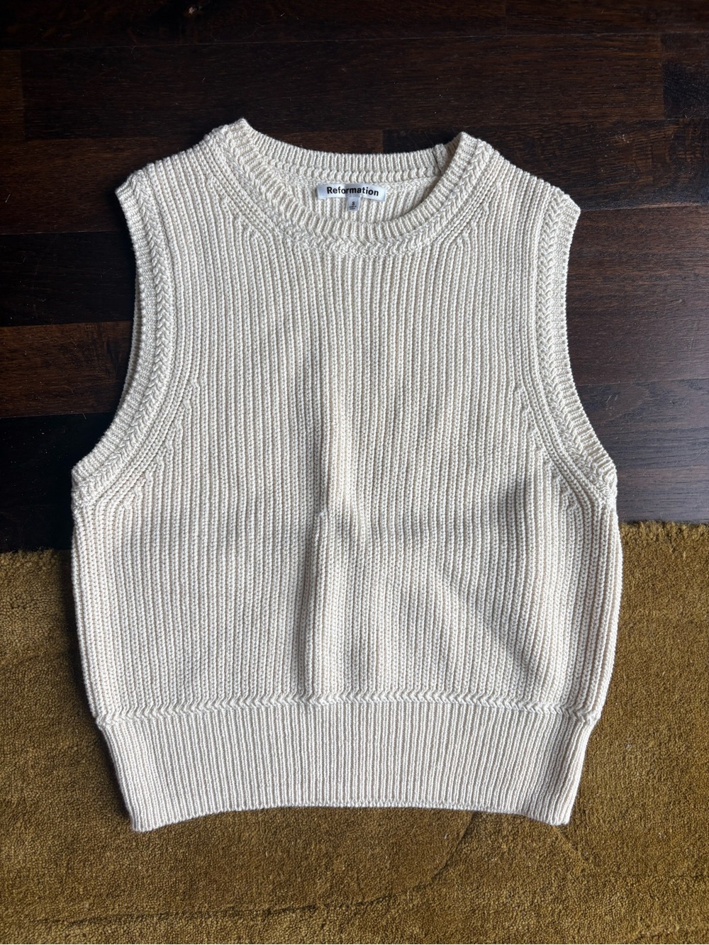 Reformation 100% Cotton Cream Knit Sleeveless Sweater Vest